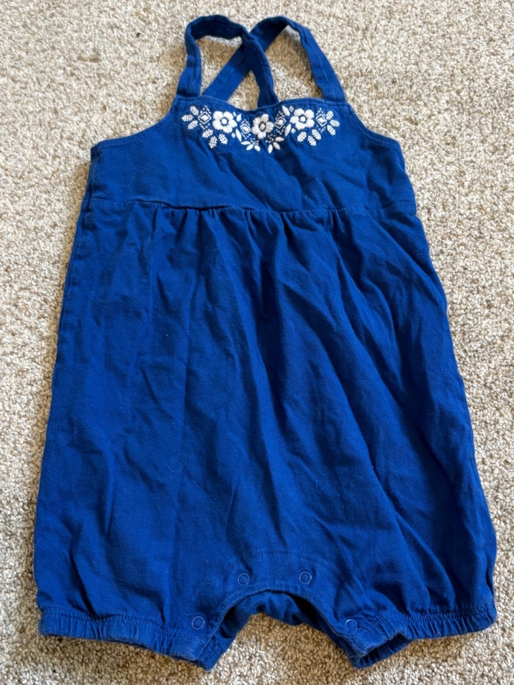 Baby girl romper blue embroidered flowers size 18-24m